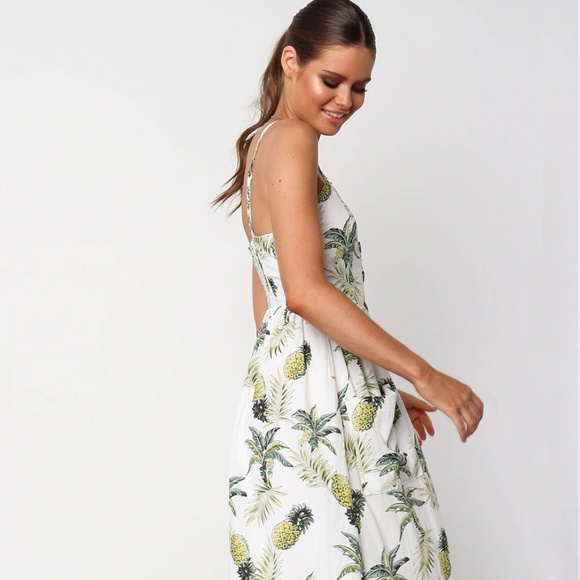 LILY DOE Hawaiian Tropical Pineapple Midi Dress - Picture 3 of 8